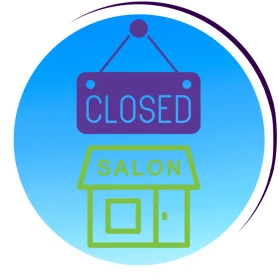 Charming Hair Salon Closed Sign Clipart with Soft Blue and Green Palette