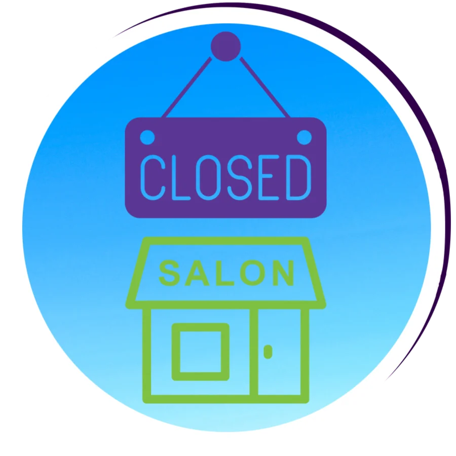 Charming Hair Salon Closed Sign Clipart with Soft Blue and Green Palette