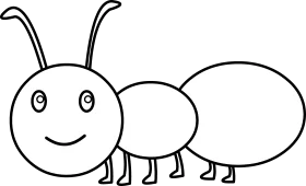 Cheerful Black and White Ant Clipart Illustration for Kids Coloring