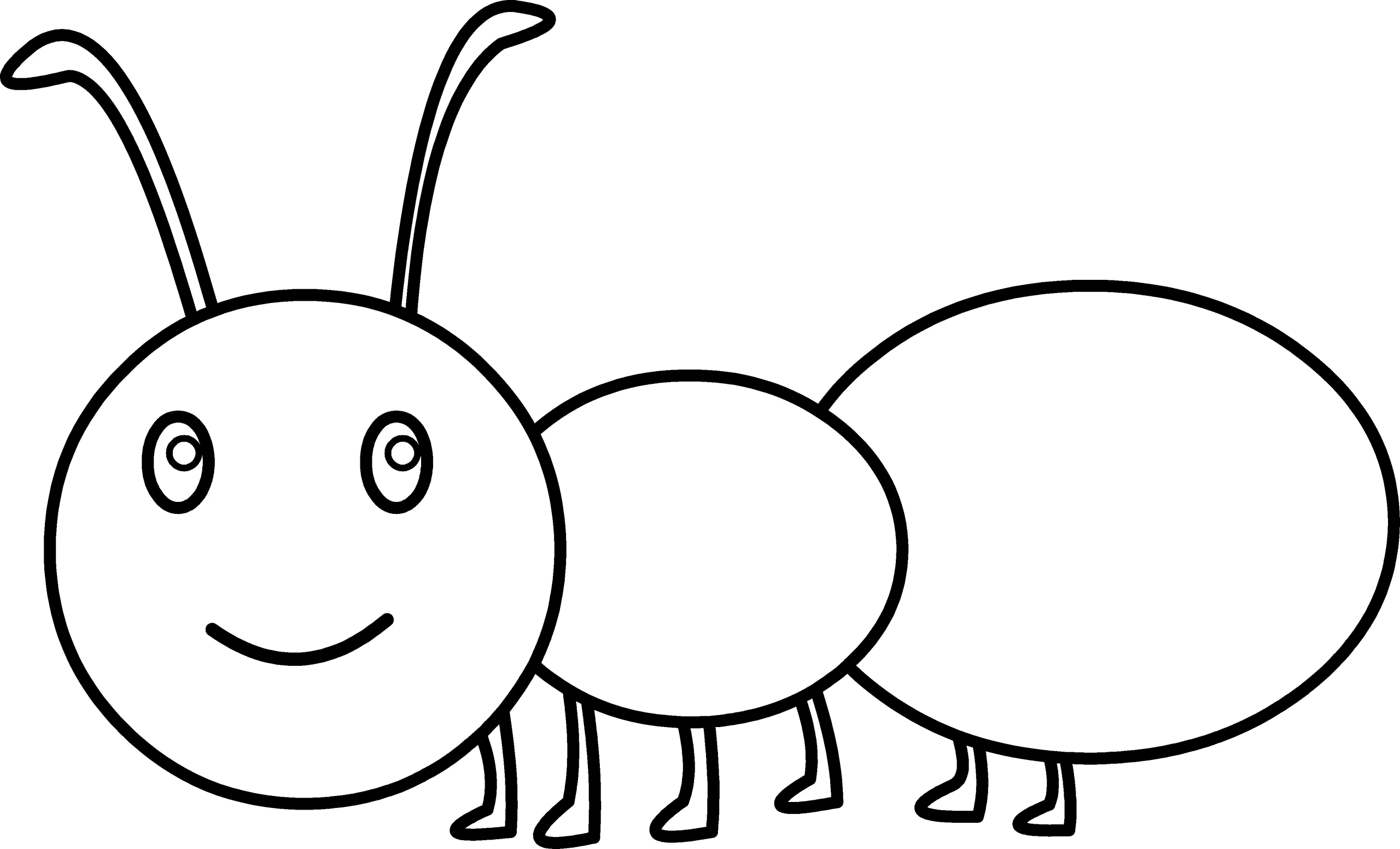 Cheerful Black and White Ant Clipart Illustration for Kids Coloring