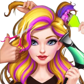 Colorful Hair Styling Transformation Clipart - Creative Salon Makeover Illustration
