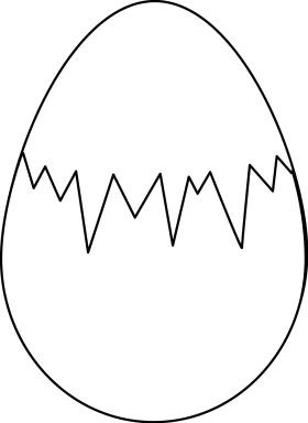 Cracked Eggshell Outline Clipart - Simple Easter or Spring Design Element