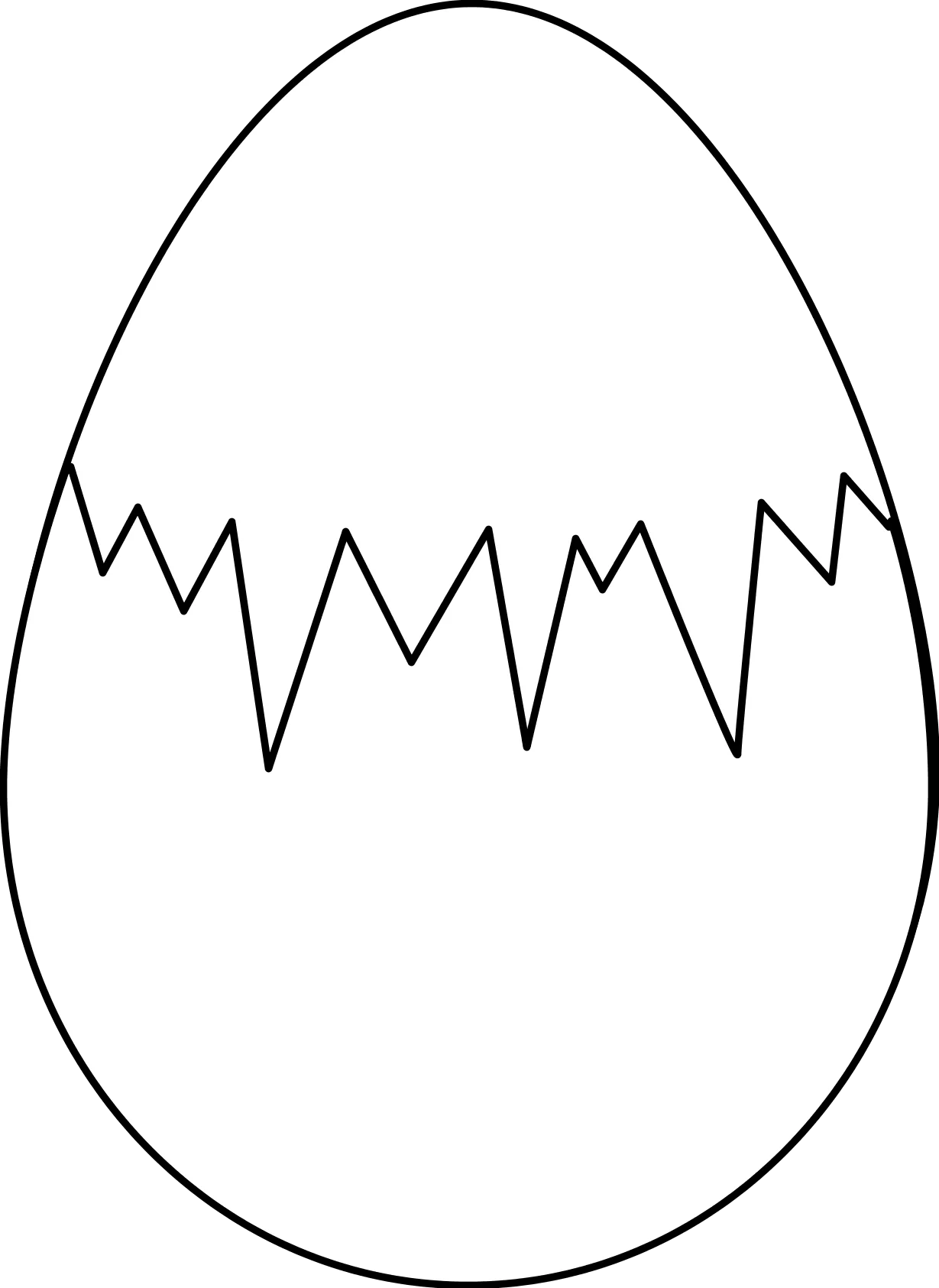 Cracked Eggshell Outline Clipart - Simple Easter or Spring Design Element