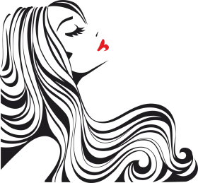 Elegant Flowing Hair Silhouette Salon Styling Clipart Design
