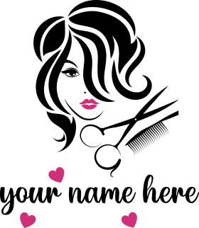Elegant Hair Salon Stylish Clipart Design with Scissors and Feminine Silhouette