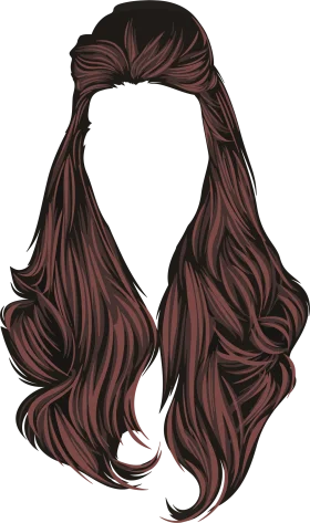 Elegant Long Wavy Burgundy and Black Hair Salon Clipart Design Element