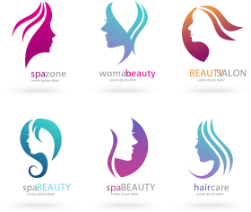 Elegant Stylized Hair and Beauty Salon Logos Clipart Collection