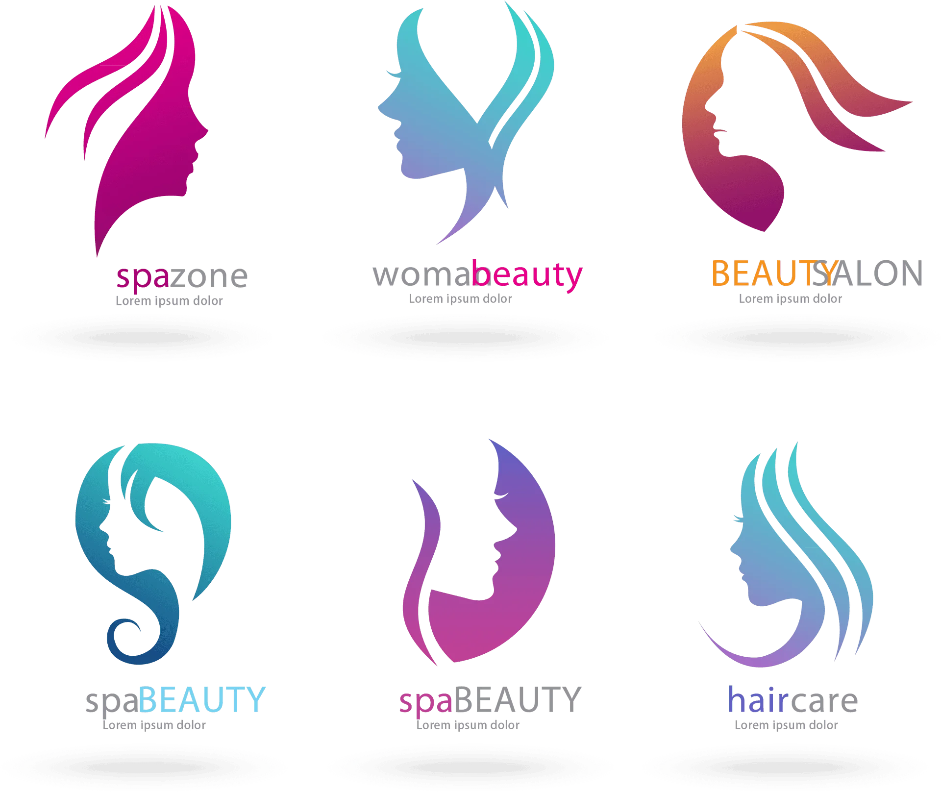 Elegant Stylized Hair and Beauty Salon Logos Clipart Collection
