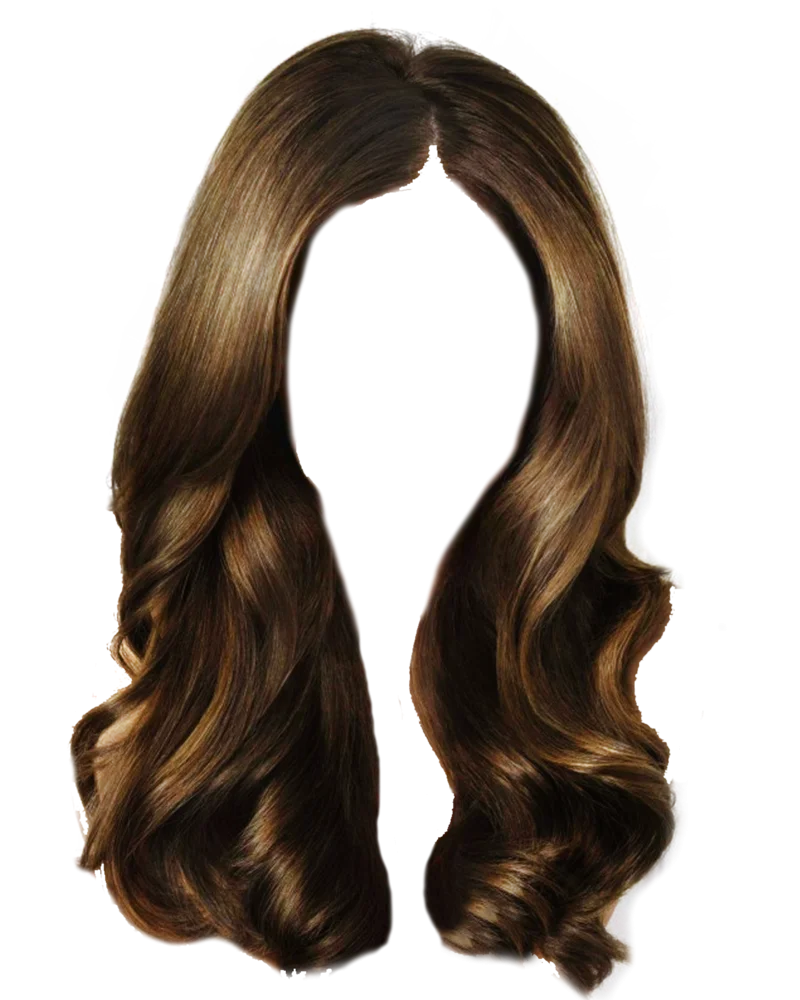 Luxurious Brown Wavy Hair Salon Clipart with Soft Cascading Curls and Shine