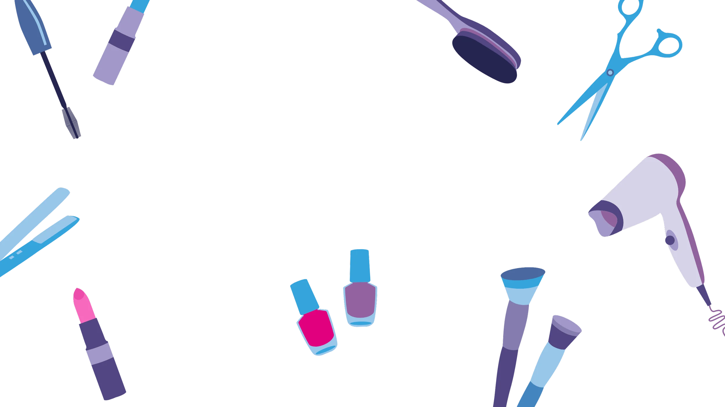 Playful Hair Styling and Beauty Tools Pastel Colored Salon Clipart Collection
