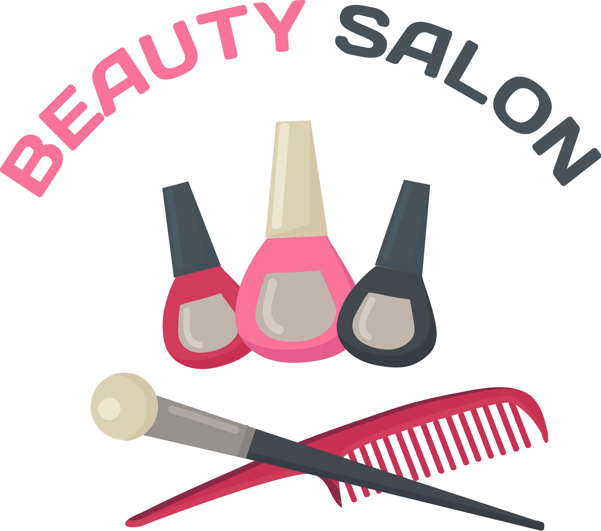 Professional Beauty Salon Tools Clipart - Stylish Nail Polish and Hairdressing Accessories