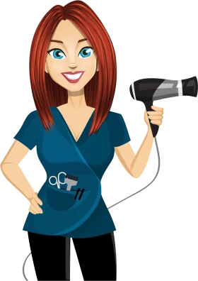Professional Hair Stylist Clipart Illustration with Blow Dryer and Confident Smile