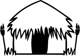 Rustic Tiki Hut Silhouette Tropical Primitive Clipart Design