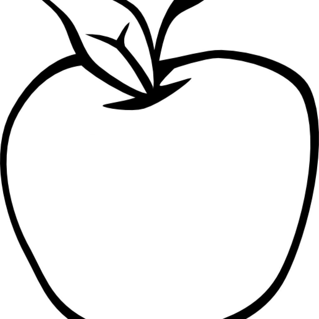 Simple Black and White Apple Outline Clipart for Creative Coloring Projects