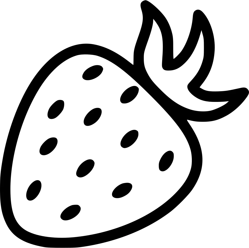 Simple Black and White Strawberry Outline Clipart Design for Creative Projects