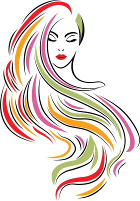 Stylish Abstract Flowing Hair Salon Clipart Illustration of Feminine Elegance