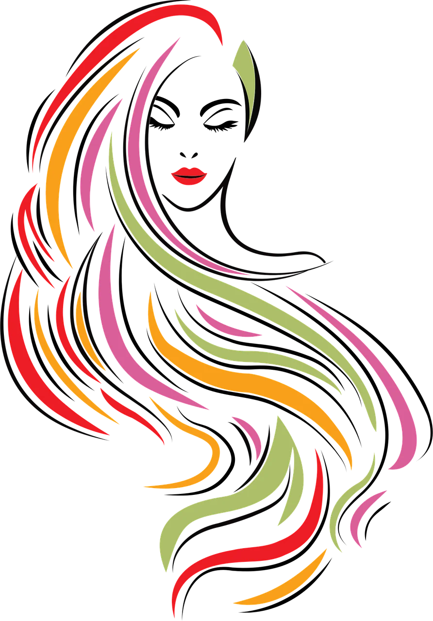 Stylish Abstract Flowing Hair Salon Clipart Illustration of Feminine Elegance