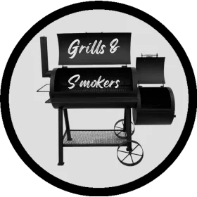 Classic Offset Smoker Barbecue Grill Black and White Clipart Design