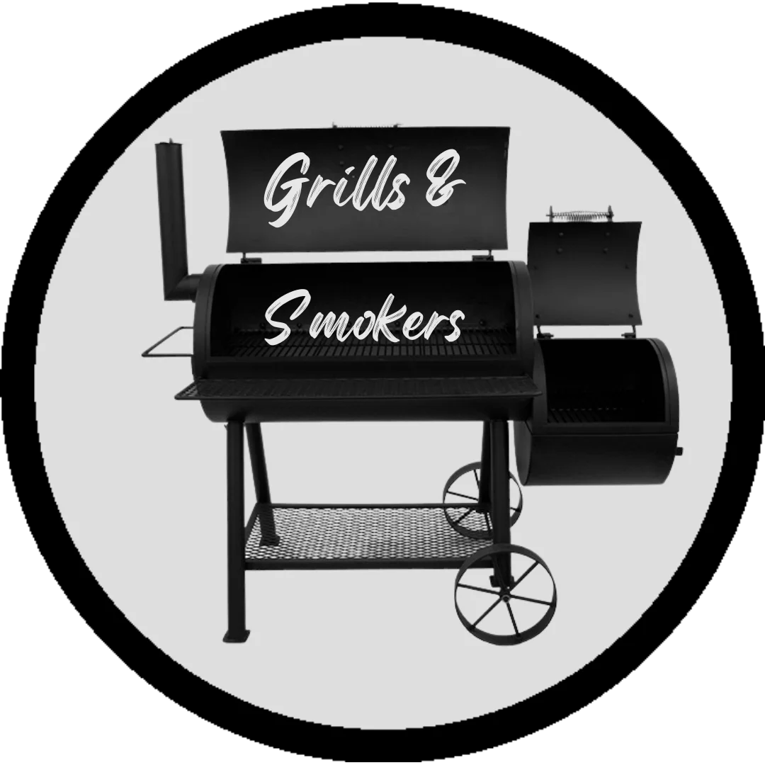 Classic Offset Smoker Barbecue Grill Black and White Clipart Design