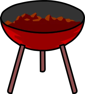Classic Red Charcoal BBQ Grill Clipart - Outdoor Cooking Illustration