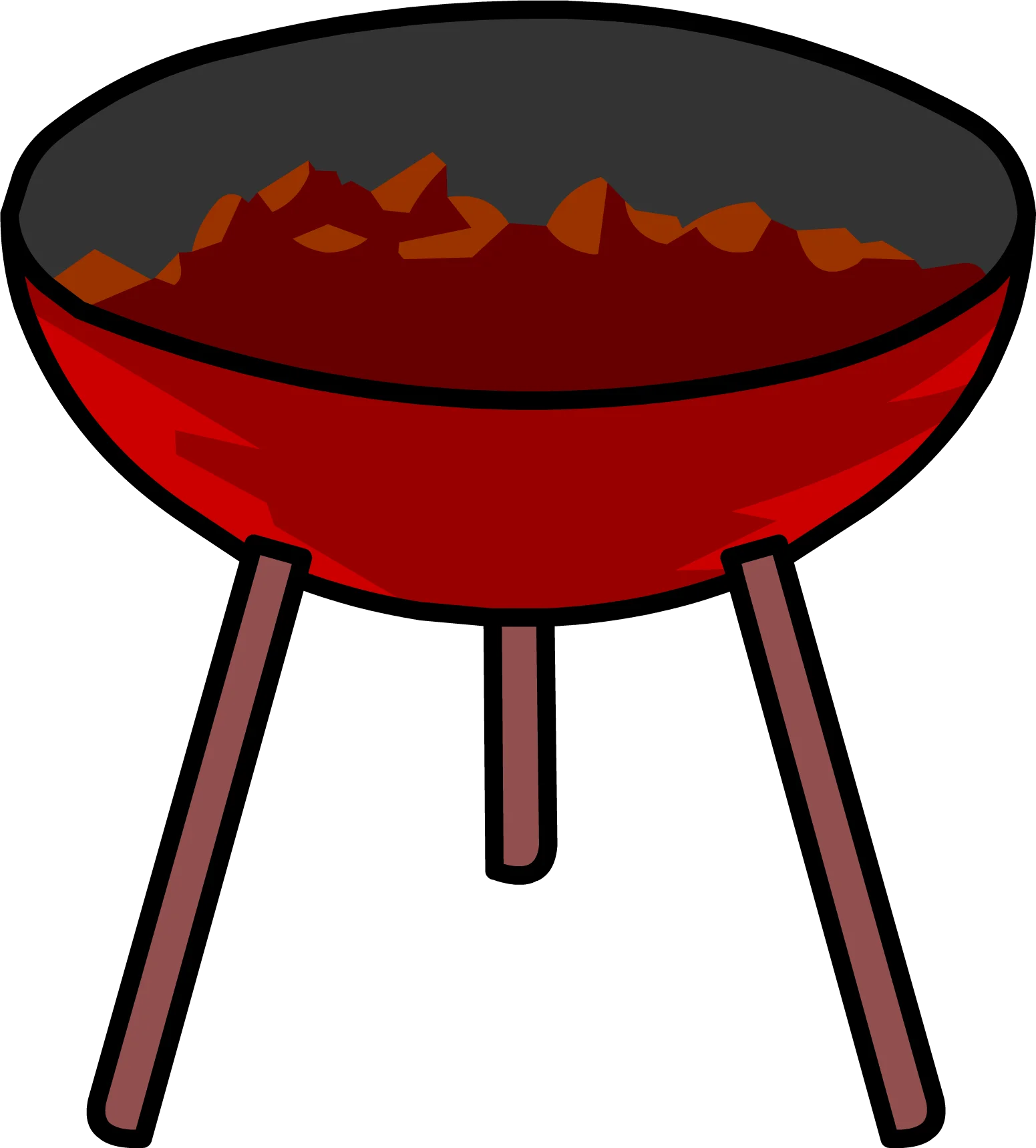 Classic Red Charcoal BBQ Grill Clipart - Outdoor Cooking Illustration