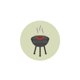 Classic Round Charcoal BBQ Grill Clipart with Steaming Hot Cooking Surface