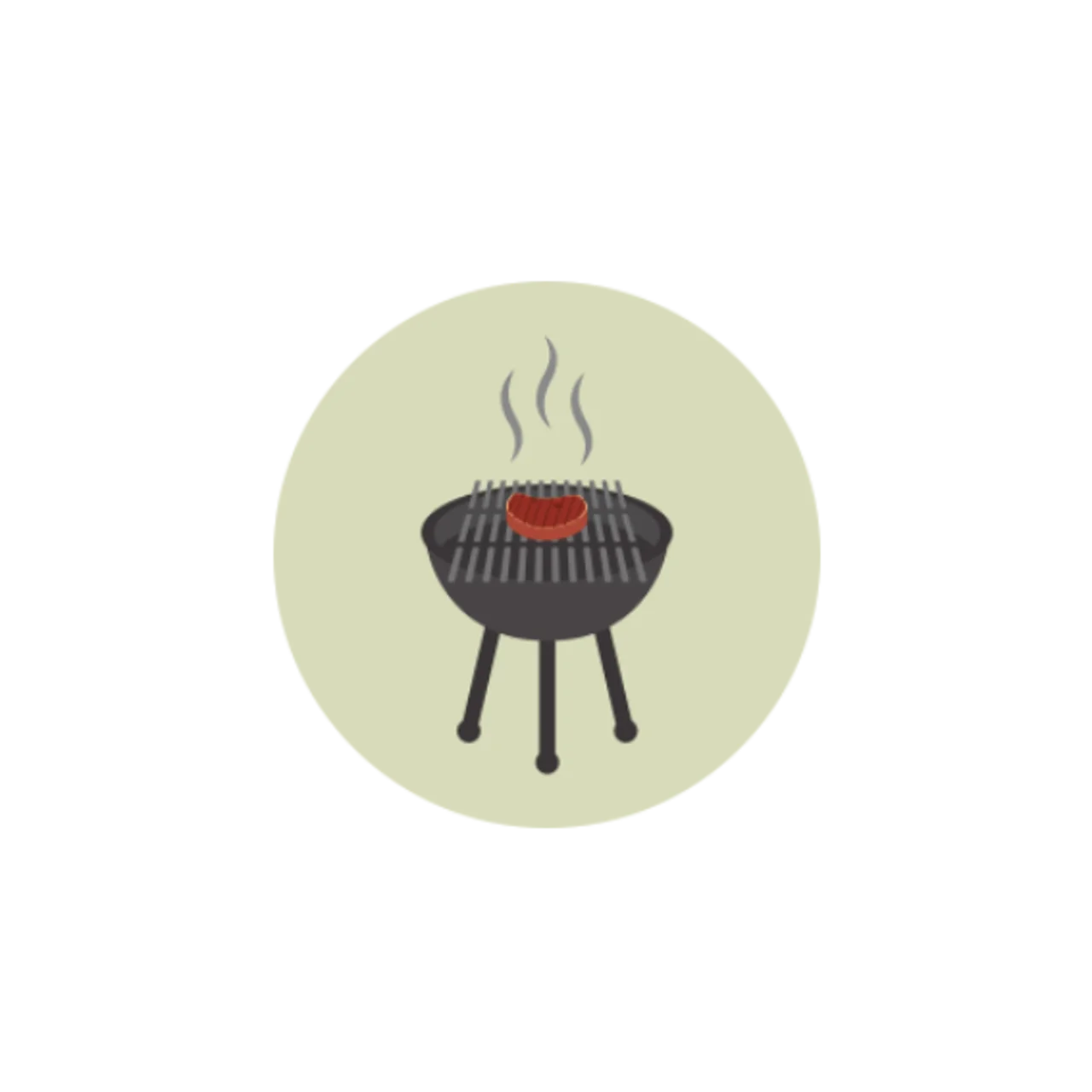 Classic Round Charcoal BBQ Grill Clipart with Steaming Hot Cooking Surface