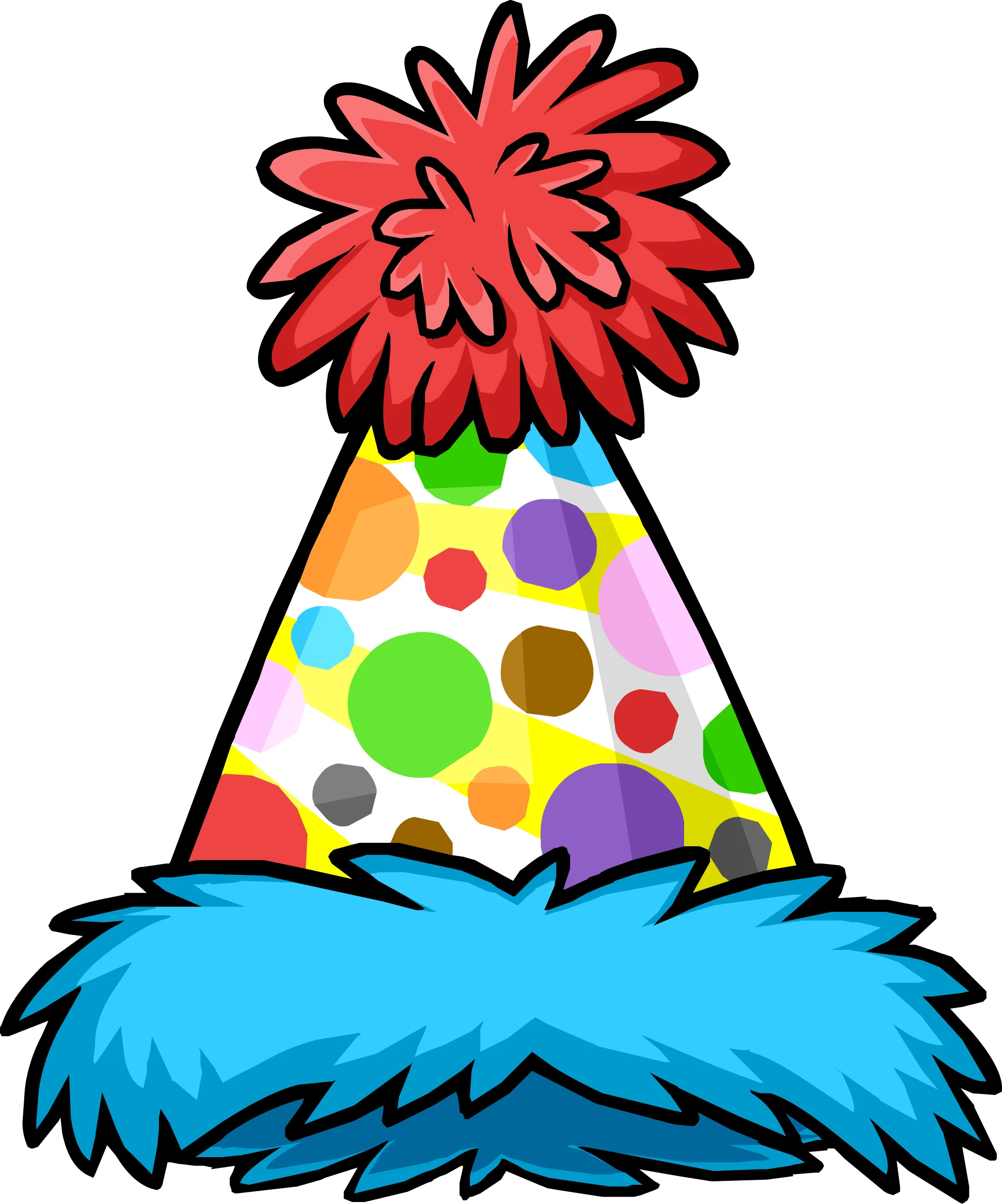 Festive Celebration Party Hat Clipart with Colorful Polka Dots and Fluffy Trim