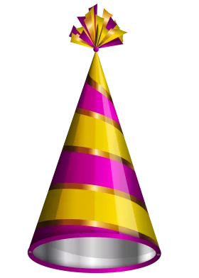 Festive Cone-Shaped Party Hat Clipart with Spiraling Yellow and Pink Colors