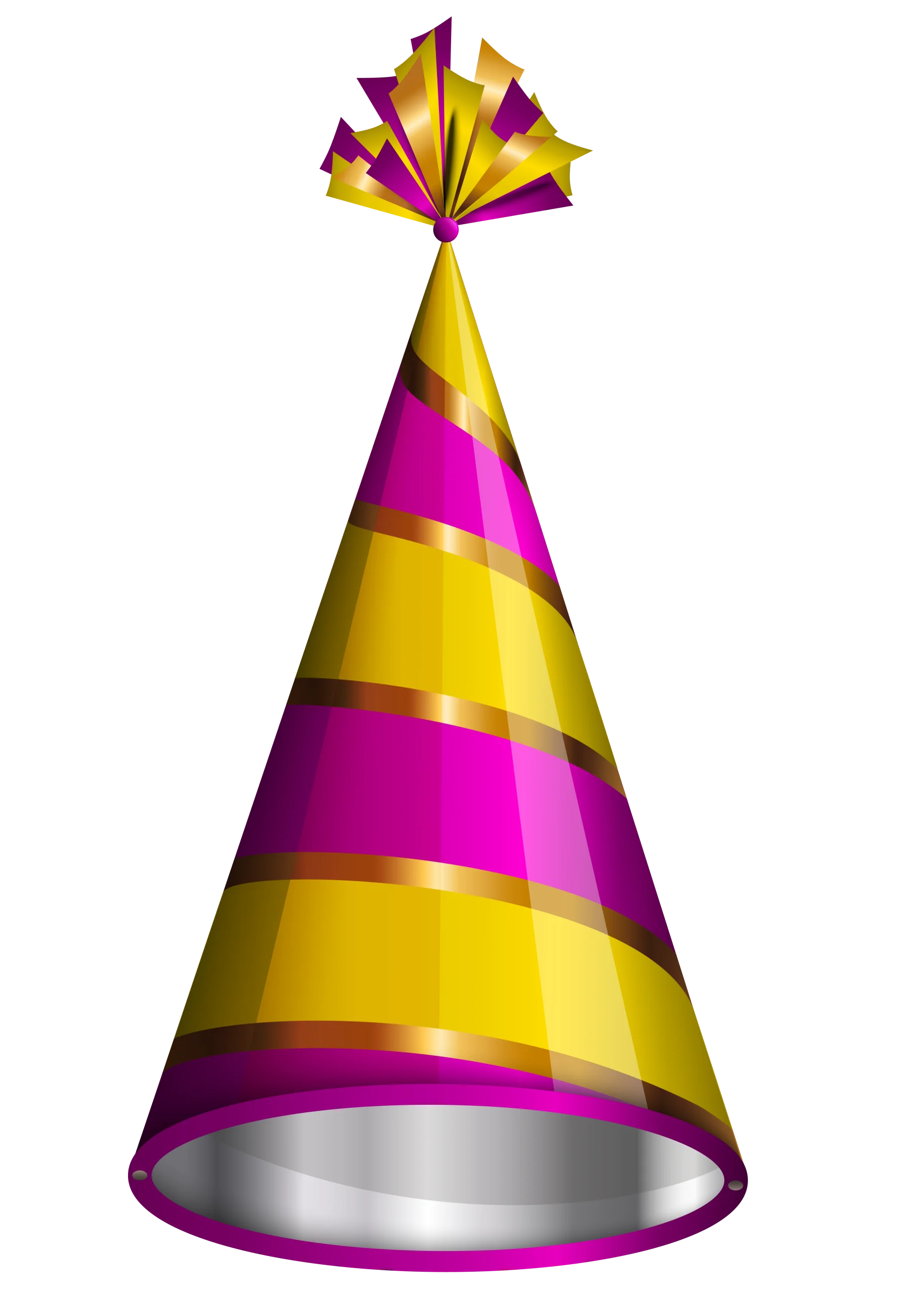 Festive Cone-Shaped Party Hat Clipart with Spiraling Yellow and Pink Colors