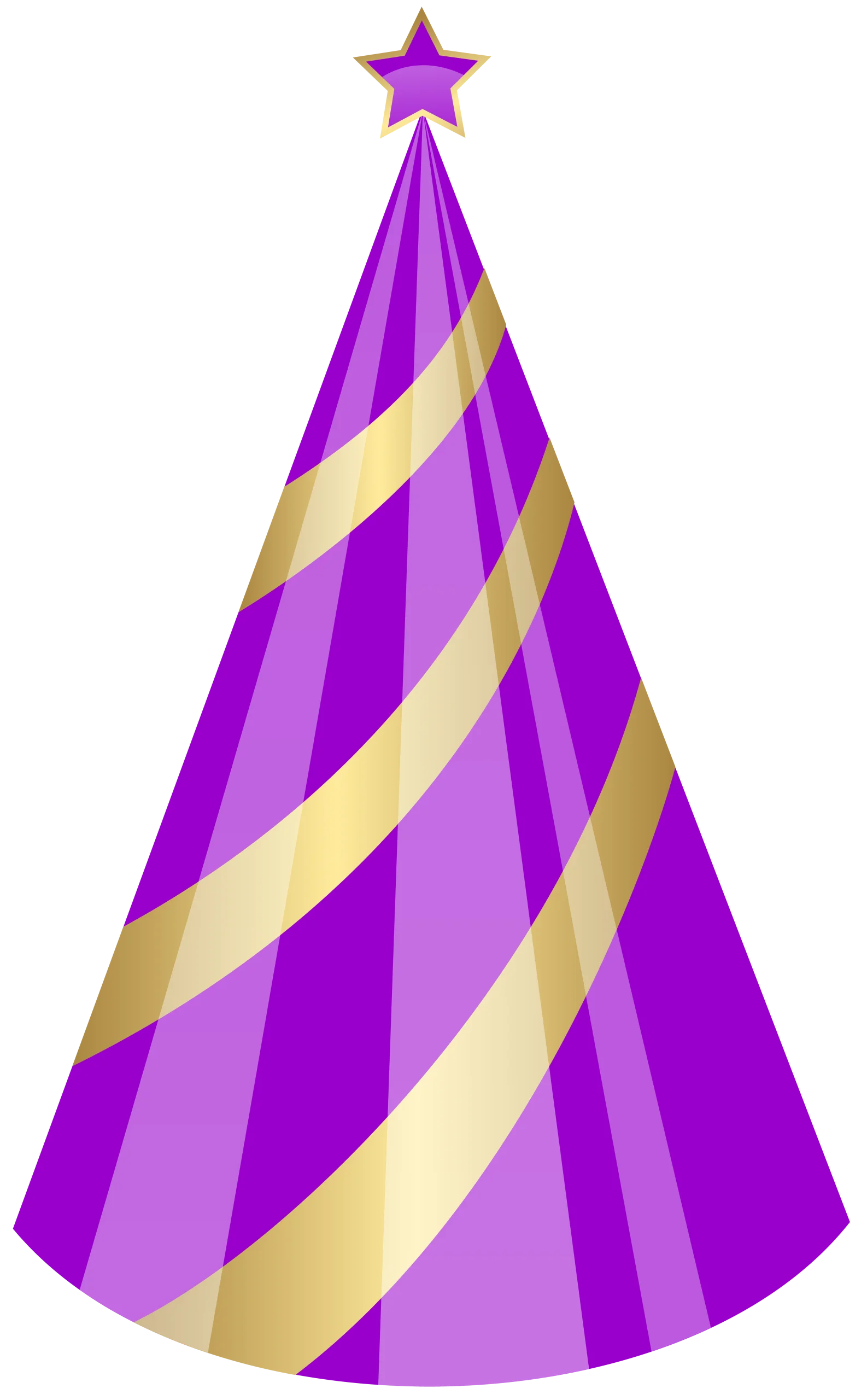 Festive Purple and Gold Star-Topped Striped Party Hat Clipart Design