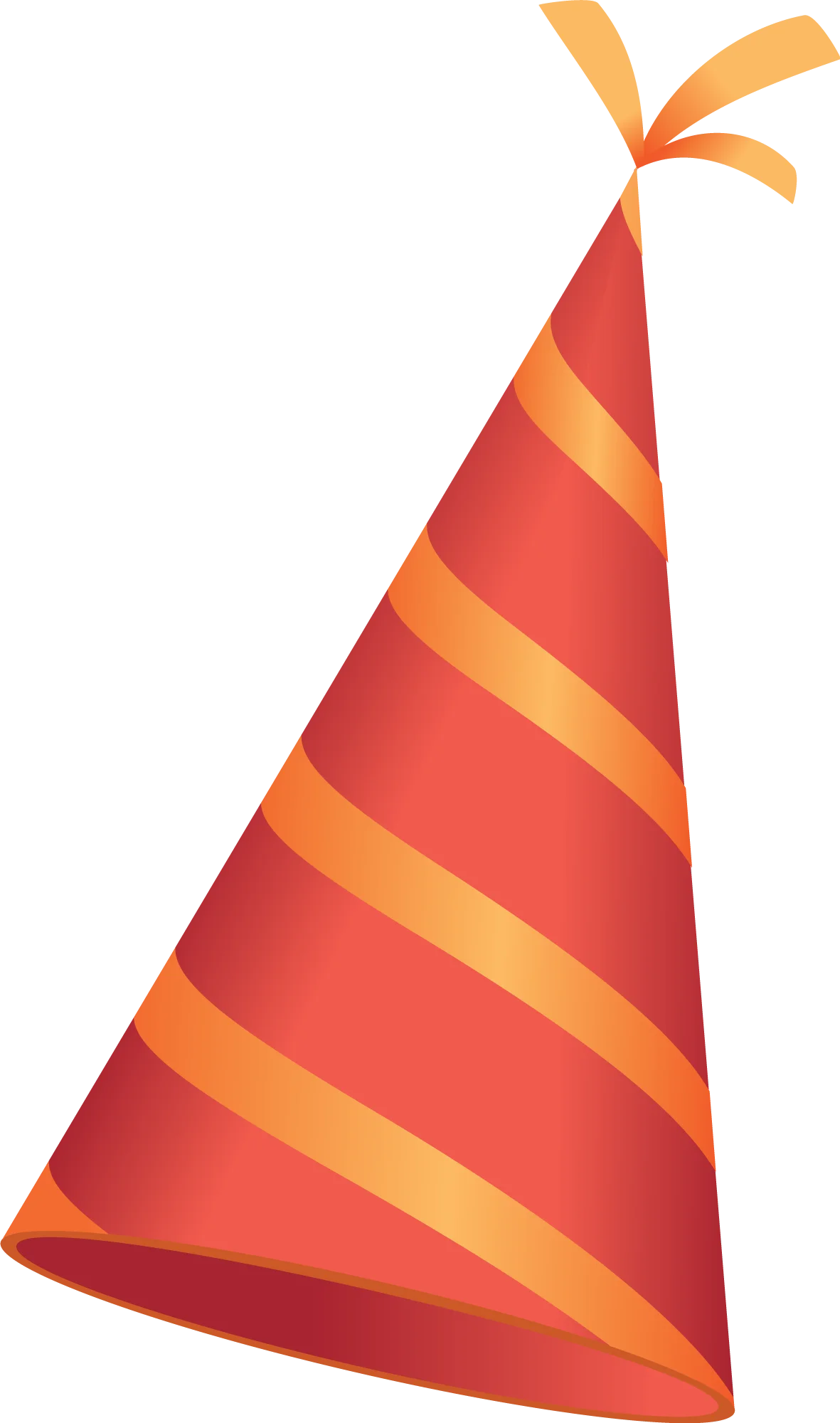 Festive Red and Orange Striped Party Hat Clipart with Playful Ribbon