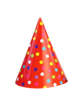 Festive Red Birthday Party Hat Clipart with Colorful Polka Dot Pattern