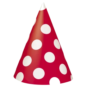 Festive Red Polka Dot Party Hat Clipart with Classic Cone Design
