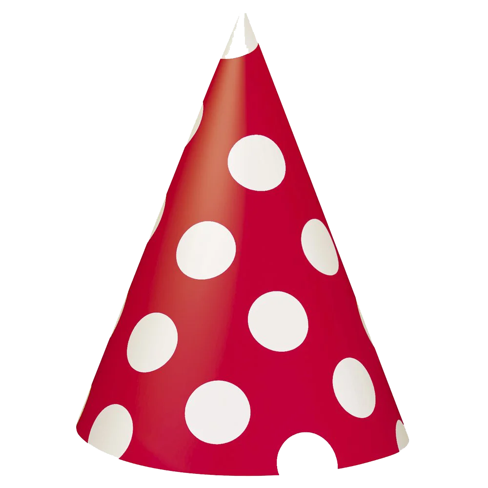 Festive Red Polka Dot Party Hat Clipart with Classic Cone Design