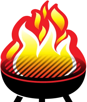 Sizzling BBQ Grill Flames Clipart: Fiery Culinary Illustration of Grilling Passion