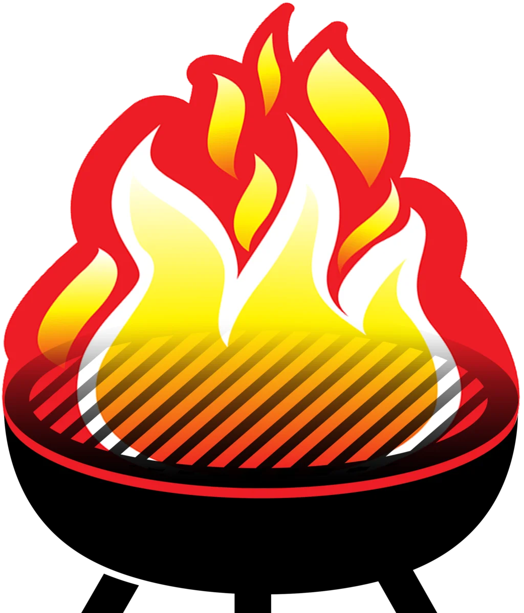Sizzling BBQ Grill Flames Clipart: Fiery Culinary Illustration of Grilling Passion