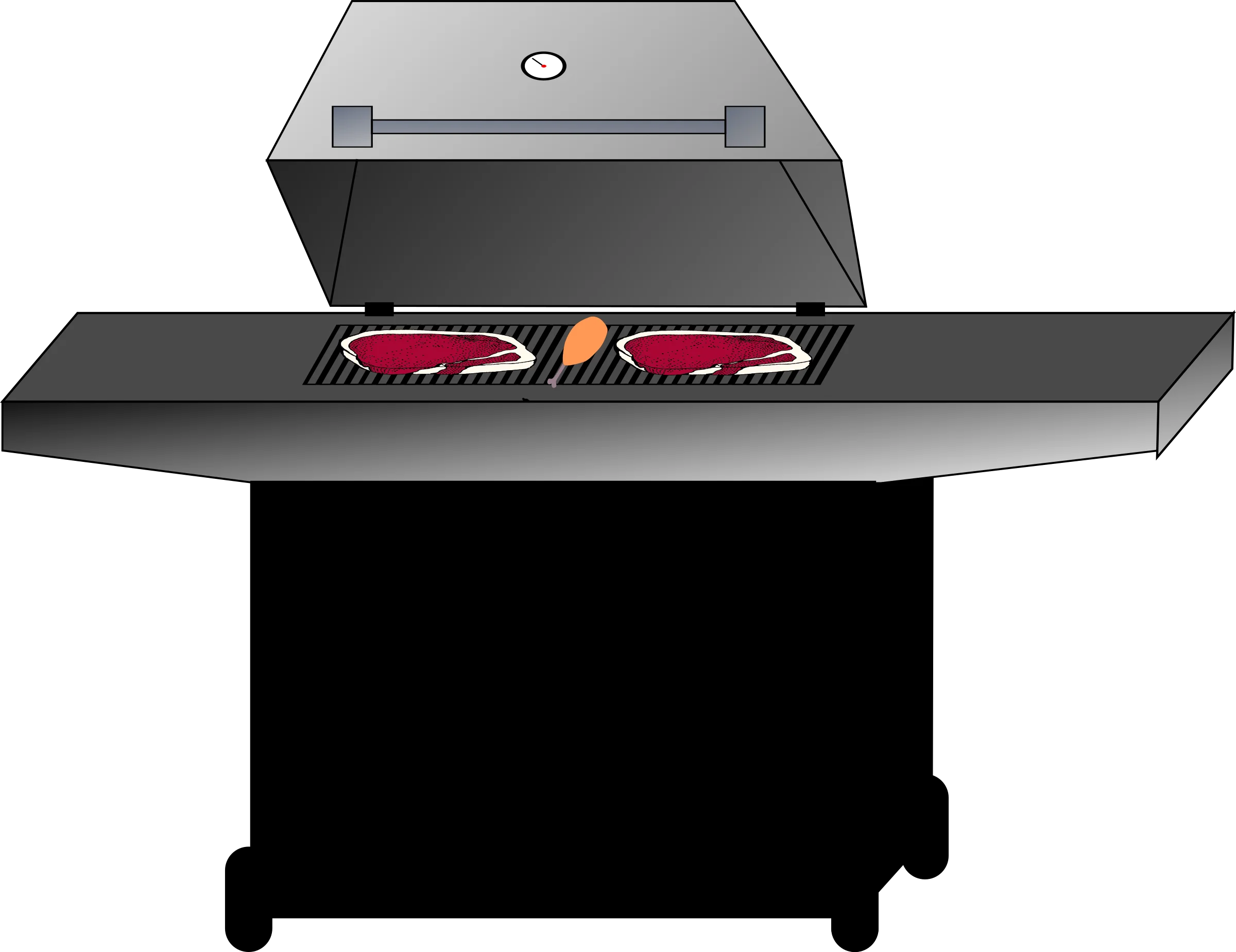 Sleek Outdoor Stainless Steel BBQ Grill Clipart with Cooking Surface