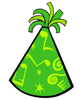 Whimsical Green Party Hat Clipart with Playful Abstract Design and Decorative Top