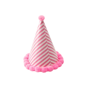 Whimsical Pink and White Striped Birthday Party Hat Clipart Design