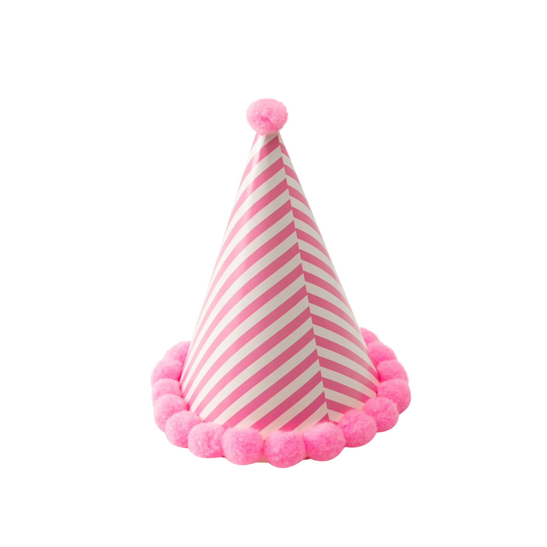 Whimsical Pink and White Striped Birthday Party Hat Clipart Design