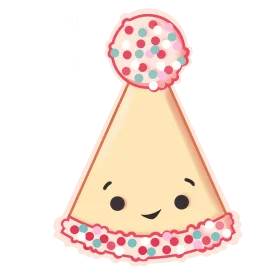 Adorable Kawaii Birthday Party Hat Clipart with Cute Smiling Face