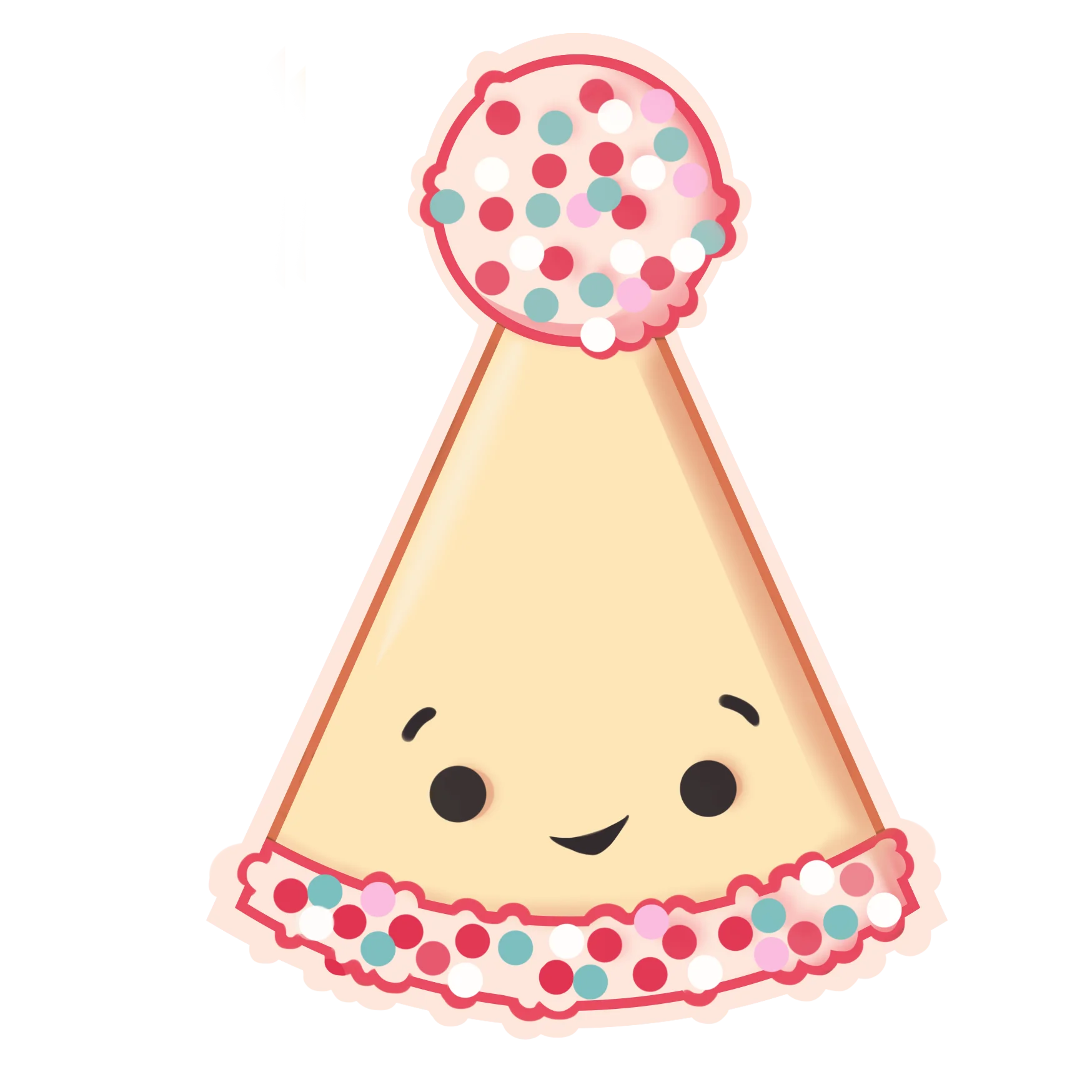 Adorable Kawaii Birthday Party Hat Clipart with Cute Smiling Face