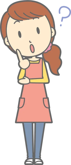 Adorable Puzzled Little Girl in Apron Clipart: Thoughtful Cartoon Character Wondering