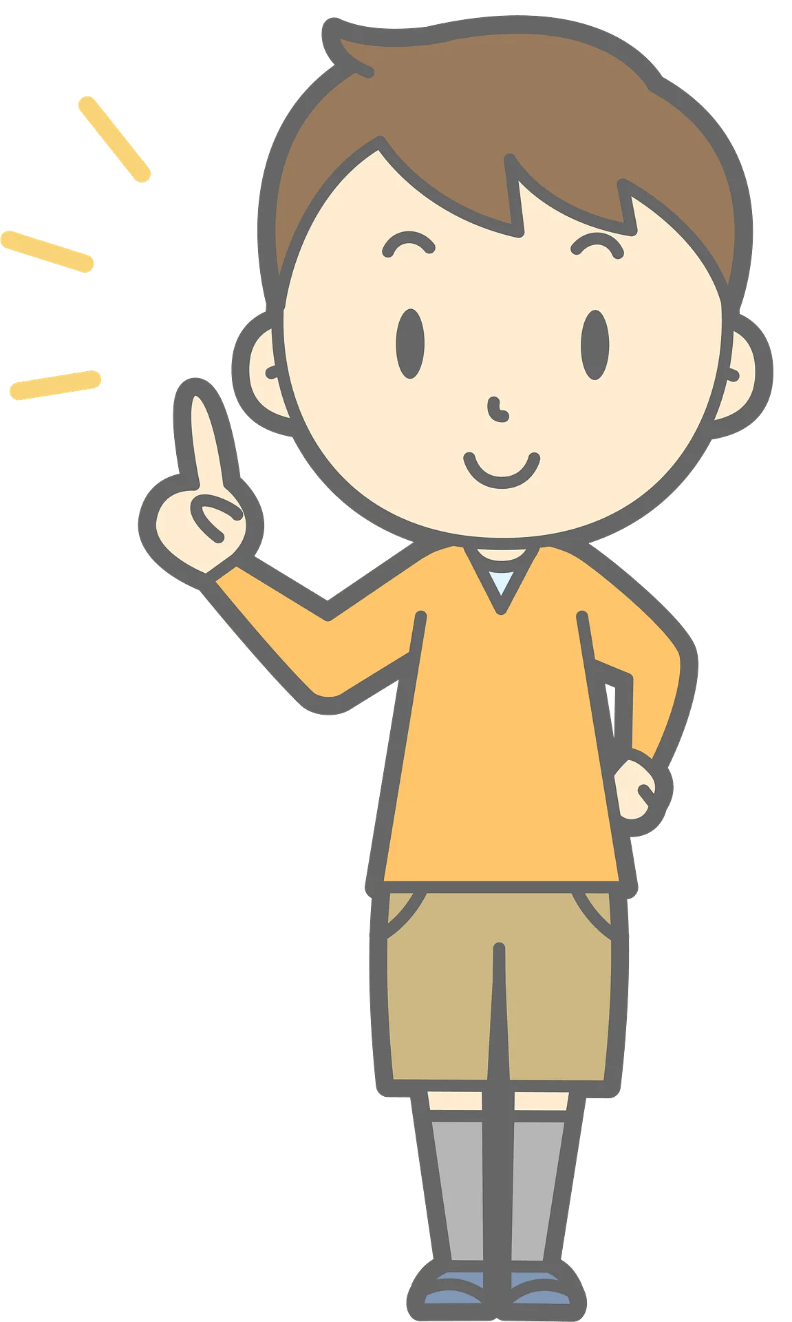 Adorable Young Student Raising Hand Thoughtful Cartoon Clipart Illustration