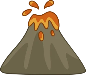 Cartoon Erupting Volcano Clipart with Flowing Lava and Dramatic Splash