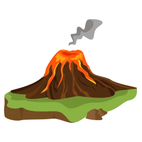 Cartoon Illustrated Erupting Volcano Landscape Clipart Scene with Smoking Peak