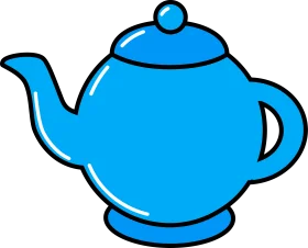 Charming Azure Blue Teapot Clipart with Elegant Rounded Design and Smooth Contours