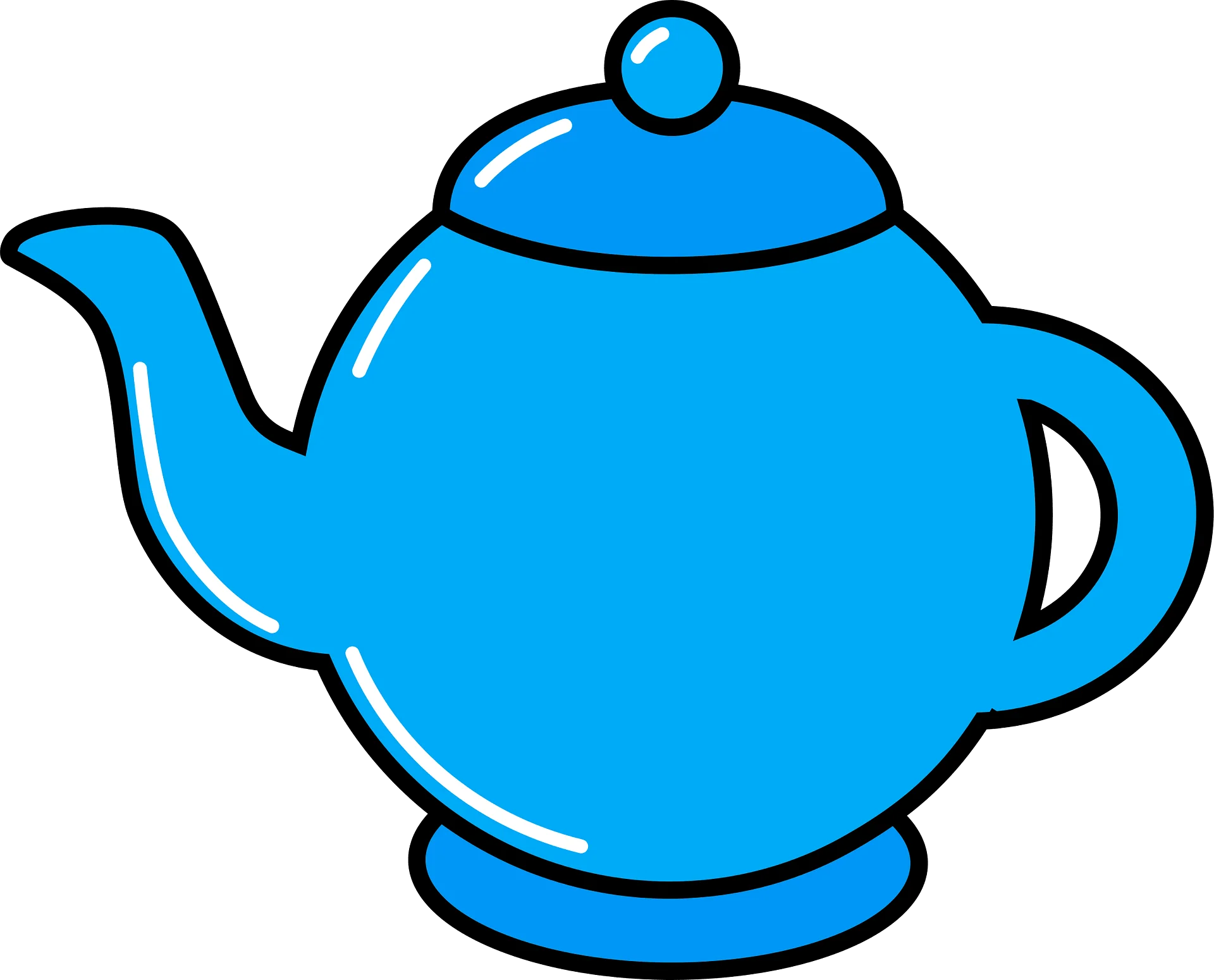 Charming Azure Blue Teapot Clipart with Elegant Rounded Design and Smooth Contours