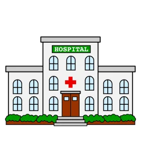Charming Cartoon-Style Hospital Building Clipart with Welcoming Facade